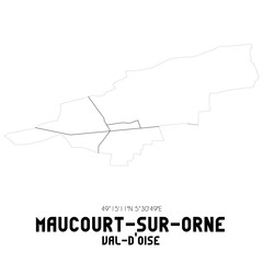 MAUCOURT-SUR-ORNE Val-d'Oise. Minimalistic street map with black and white lines.