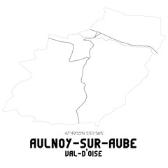 AULNOY-SUR-AUBE Val-d'Oise. Minimalistic street map with black and white lines.