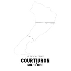COURTIVRON Val-d'Oise. Minimalistic street map with black and white lines.