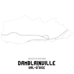 DAMBLAINVILLE Val-d'Oise. Minimalistic street map with black and white lines.