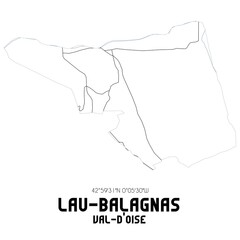 LAU-BALAGNAS Val-d'Oise. Minimalistic street map with black and white lines.