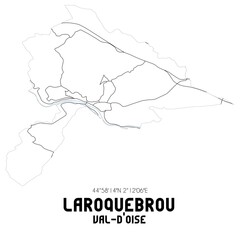 LAROQUEBROU Val-d'Oise. Minimalistic street map with black and white lines.