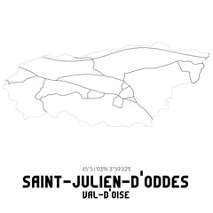 SAINT-JULIEN-D'ODDES Val-d'Oise. Minimalistic street map with black and white lines.