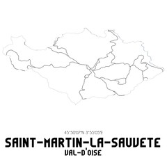 Obraz premium SAINT-MARTIN-LA-SAUVETE Val-d'Oise. Minimalistic street map with black and white lines.
