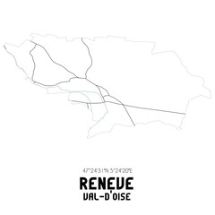 RENEVE Val-d'Oise. Minimalistic street map with black and white lines.