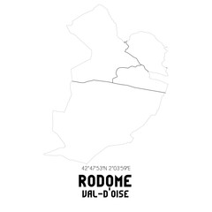 RODOME Val-d'Oise. Minimalistic street map with black and white lines.