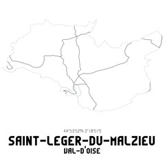 SAINT-LEGER-DU-MALZIEU Val-d'Oise. Minimalistic street map with black and white lines.