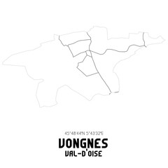 VONGNES Val-d'Oise. Minimalistic street map with black and white lines.