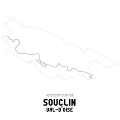 SOUCLIN Val-d'Oise. Minimalistic street map with black and white lines.