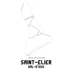 SAINT-ELIER Val-d'Oise. Minimalistic street map with black and white lines.