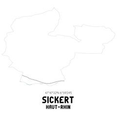 SICKERT Haut-Rhin. Minimalistic street map with black and white lines.