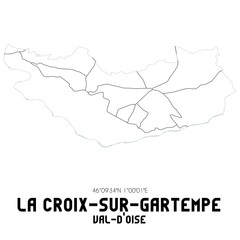 LA CROIX-SUR-GARTEMPE Val-d'Oise. Minimalistic street map with black and white lines.