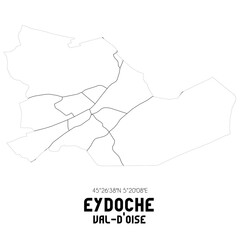 EYDOCHE Val-d'Oise. Minimalistic street map with black and white lines.