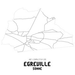 EGREVILLE Somme. Minimalistic street map with black and white lines.