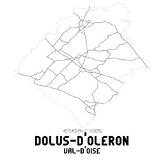 DOLUS-D'OLERON Val-d'Oise. Minimalistic street map with black and white lines.