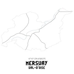 MERSUAY Val-d'Oise. Minimalistic street map with black and white lines.