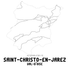 SAINT-CHRISTO-EN-JAREZ Val-d'Oise. Minimalistic street map with black and white lines.