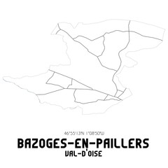 BAZOGES-EN-PAILLERS Val-d'Oise. Minimalistic street map with black and white lines.