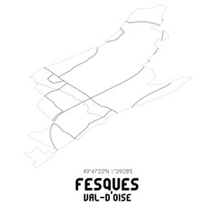 FESQUES Val-d'Oise. Minimalistic street map with black and white lines.
