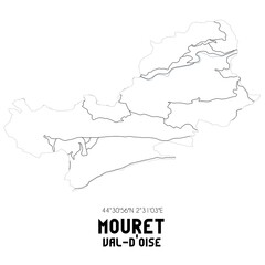 MOURET Val-d'Oise. Minimalistic street map with black and white lines.