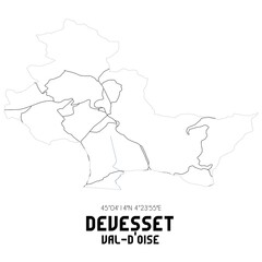 DEVESSET Val-d'Oise. Minimalistic street map with black and white lines.