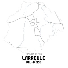 LARREULE Val-d'Oise. Minimalistic street map with black and white lines.