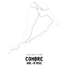 COMBRE Val-d'Oise. Minimalistic street map with black and white lines.