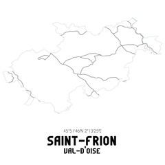 SAINT-FRION Val-d'Oise. Minimalistic street map with black and white lines.
