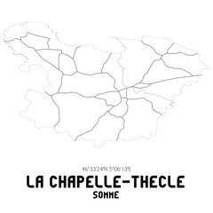 LA CHAPELLE-THECLE Somme. Minimalistic street map with black and white lines.