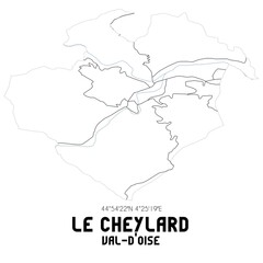 Obraz premium LE CHEYLARD Val-d'Oise. Minimalistic street map with black and white lines.