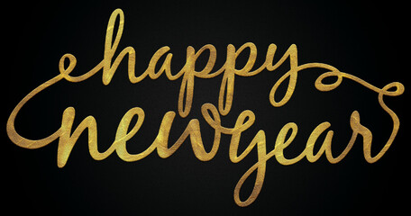 Happy new year golden calligraphy design banner 