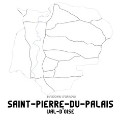 SAINT-PIERRE-DU-PALAIS Val-d'Oise. Minimalistic street map with black and white lines.