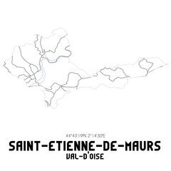 SAINT-ETIENNE-DE-MAURS Val-d'Oise. Minimalistic street map with black and white lines.