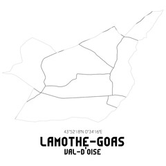 LAMOTHE-GOAS Val-d'Oise. Minimalistic street map with black and white lines.