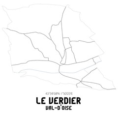 LE VERDIER Val-d'Oise. Minimalistic street map with black and white lines.