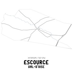 ESCOURCE Val-d'Oise. Minimalistic street map with black and white lines.