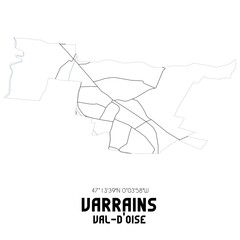VARRAINS Val-d'Oise. Minimalistic street map with black and white lines.