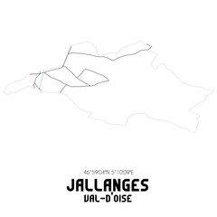 JALLANGES Val-d'Oise. Minimalistic street map with black and white lines.