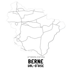 BERNE Val-d'Oise. Minimalistic street map with black and white lines.