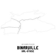 BINARVILLE Val-d'Oise. Minimalistic street map with black and white lines.