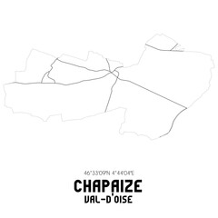CHAPAIZE Val-d'Oise. Minimalistic street map with black and white lines.