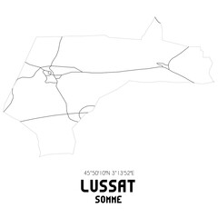 LUSSAT Somme. Minimalistic street map with black and white lines.