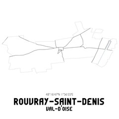 Fototapeta premium ROUVRAY-SAINT-DENIS Val-d'Oise. Minimalistic street map with black and white lines.