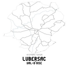 LUBERSAC Val-d'Oise. Minimalistic street map with black and white lines.