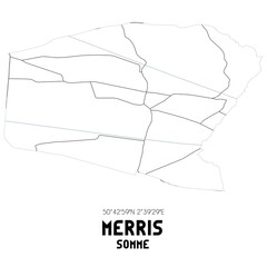 MERRIS Somme. Minimalistic street map with black and white lines.