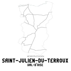 SAINT-JULIEN-DU-TERROUX Val-d'Oise. Minimalistic street map with black and white lines.