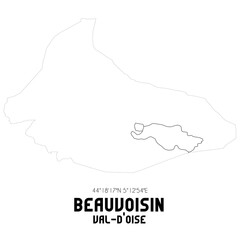 BEAUVOISIN Val-d'Oise. Minimalistic street map with black and white lines.