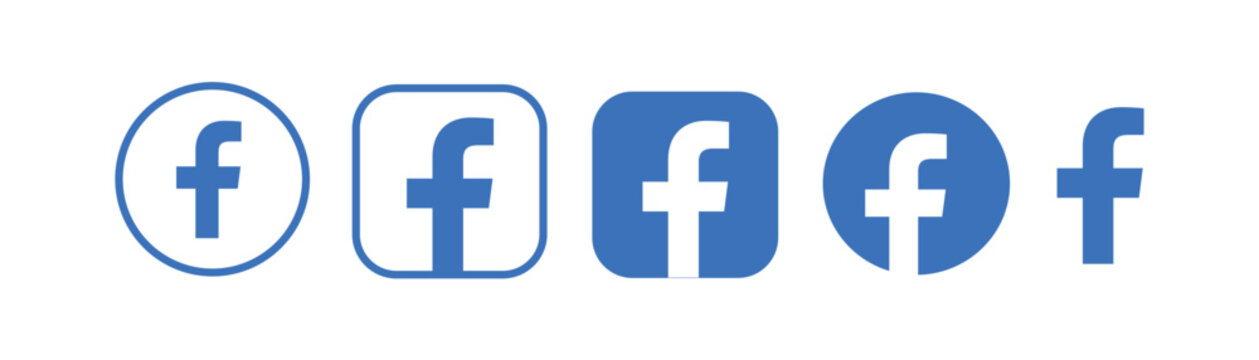 Set of vector facebook social network icons on transparent background. EPS and PNG images.