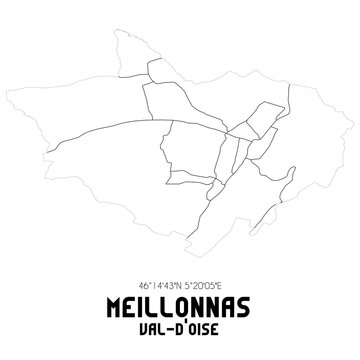 MEILLONNAS Val-d'Oise. Minimalistic street map with black and white lines.