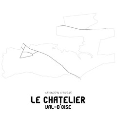 LE CHATELIER Val-d'Oise. Minimalistic street map with black and white lines.